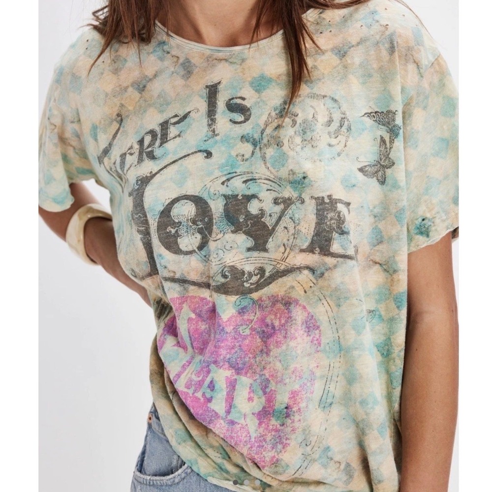 Magnolia Pearl RARE Aura Tangier T-Shirt Cotton Jersey Blue NWT OS
